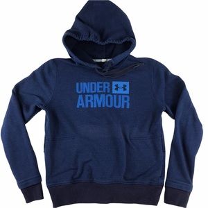 Under Armour hoodie sweatshirt S blue spell out threadborne zippered pockets